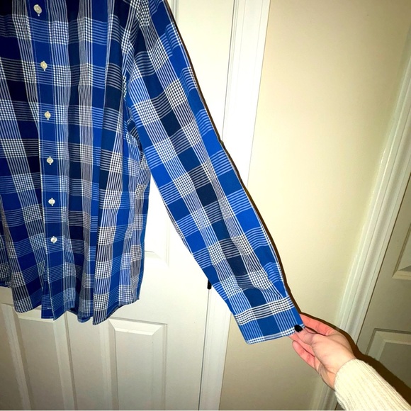 Brooks Brothers Shirt Mens Large Button Down Regent Blue Plaid Non Iron - Picture 5 of 5
